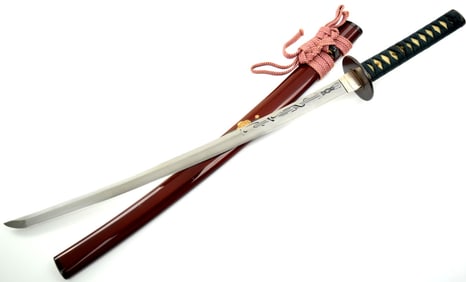 Very Fine Japanese Wakizashi Sword ~ Fabulous 15th C Horimono Blade signed by Soshu Ju Akihiro