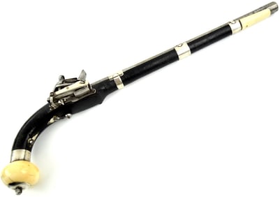 Nice Quality 19th C. Imperial Russian Caucasian Warrior's Miquelet Pistol with Gold Inlaid Maker