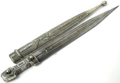 Exceptionally Fine Imperial Russian Caucasian Warrior's KINJAL Dagger Sword in Full Niello &