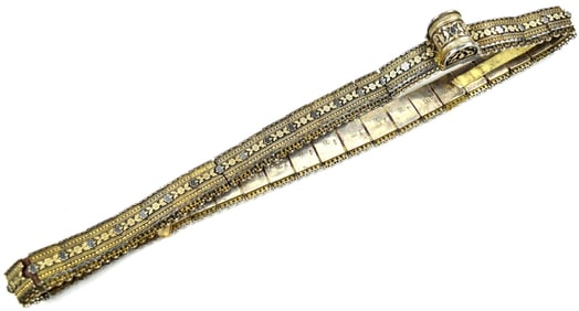 Beautiful Heavy Silver Imperial Russian Caucasian Woman's Belt with Chiseled Gold Gilt & Niello