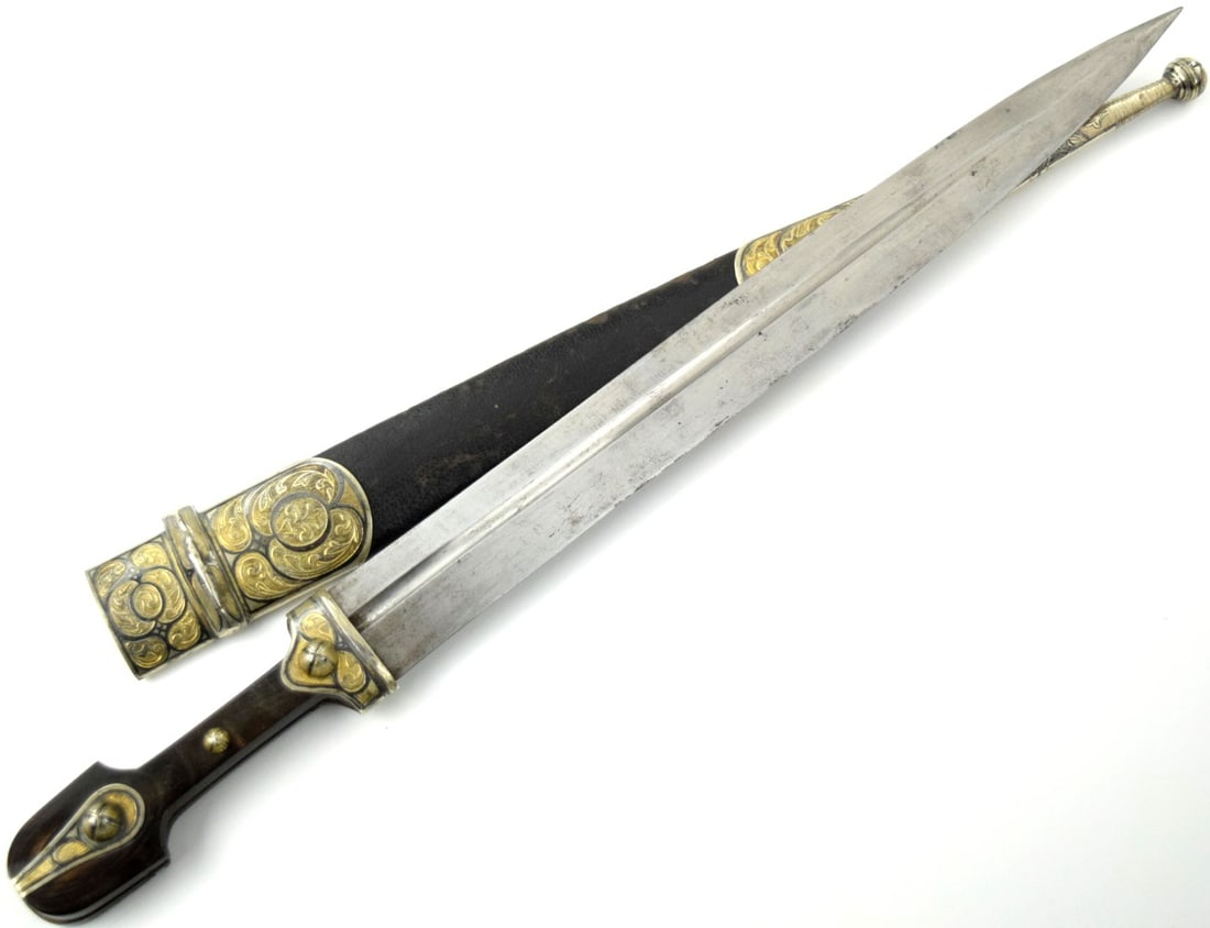 Very Nice Imperial Russian Caucasian KINJAL Dagger Sword in Lovely Gold Gilt & Niello Enamel (1 of 13)