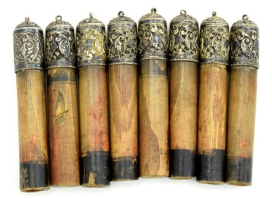 Rare 8-pc. Set of Imperial Russian Caucasian GAZIRI Pistol Cartridges for Cherkeska Uniform ~ Fine