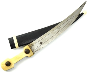 Imperial Russian Caucasian BEBUT Dagger with Bone & Horn Mounts, Maker Marked Blade.