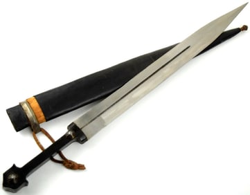 Imperial Russian Caucasian Peasant's KINJAL Dagger Sword with Horn Grips & Broad and Deadly Blade.