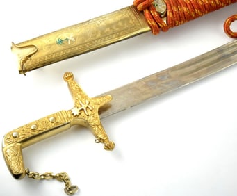 Islamic Arabic SAIF Shamshir Sword, Gift from Royal Family of Saudi Arabia. In Gilt Brass Mounts
