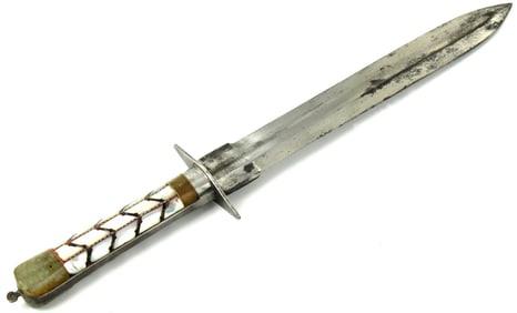 Interesting 19th C. Indian Persian or Turkish Dagger with Jade & Mother of Pearl Grips. Possibly a