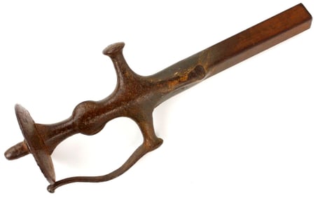 Antique Islamic Mughal Indian Hilt for a Battle MACE with Tulwar Sword Handle. All Iron, Probably