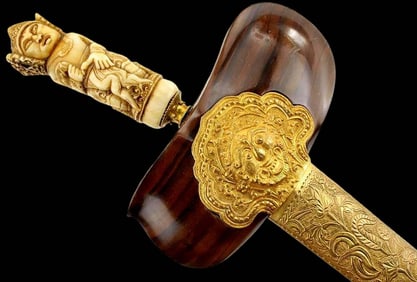 Rare and Fine Antique Indonesian Madura KERIS (KRIS) Dagger, Fine Carved Cattle Bone Grip, Strong