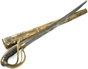 Rare Antique Indonesian Military PARANG Sword in Silver Furniture with Carved Horn Grip & Fine