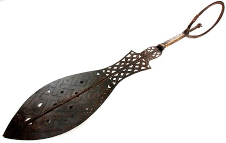 Fascinating Antique African Tribal Huge Iron Sword of Very Odd Form, Possibly an Execution Ceremony