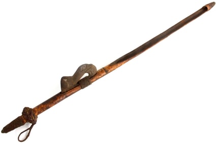 Rare Antique Asian Indonesian Malaysian Philippine Tribal Carved Wood & Bamboo ATLATL or DOIGTIER, a