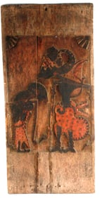A KERIS WOOD DISPLAY PANEL WITH ARJUNA 19th CENTURY