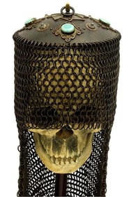 Attractive Islamic Warrior's Ottoman Turkish or Russian Bukhara Uzbek Iron Top Helmet with Long