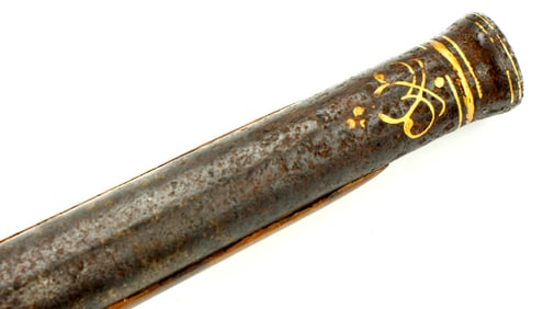Antique 19th C. Imperial Russian Caucasian Warrior's Pistol with Fine Gold Inlaid Damascus Steel