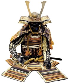 Very Attractive Antique Japanese Samurai YOROI Suit of Armor with KABUTO Helmet & MEMPO Mask.