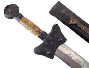 IMPRESSIVE LARGE CHINESE EXECUTIONER BEHEADING JUSTICE SWORD, MASSIVE VERY THICK HEAVY BLADE WITH