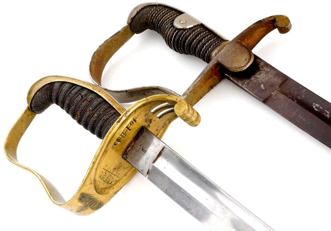 Lot of 2 Antique German Austrian Swords, One Regiment Marked, 19th C. (1 of 20)