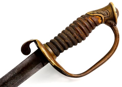 Antique American Civil War US Foot Officer's Sword, Nice Sharkskin Grip, Etched Blade with Patriotic