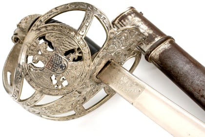 Rare Antique 19th C. to WW I Serbian or Yugoslavian Officer's Sword, German Made.