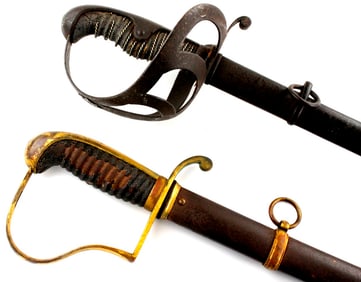 Lot of 2 Antique German Officer Swords, One with Guards Order. Circa 19th C. to WW I.