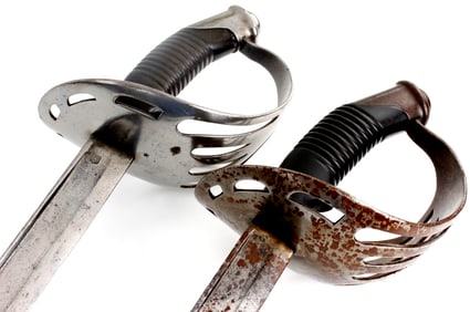 Lot of 2 Antique 19th C. French Cavalry Battle Swords, Both Well Marked.