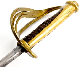 Antique 19th C. French Cavalry Battle Sword, Inscribed & Marked with Owner's Monogram.