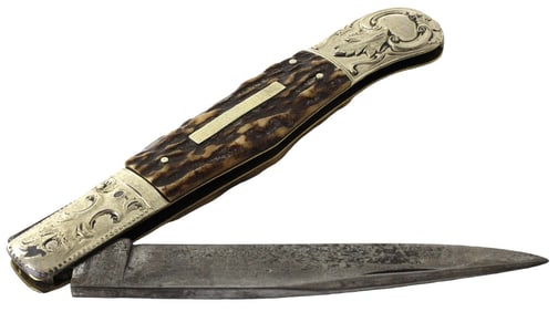 Early English Folding Bowie Knife Dagger by ''K. GEKLE'' Circa 1840s-1860s. Most Likely Used in