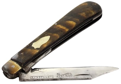 Early English Folding CIPHER Bowie Knife Dagger by ''S. ROBINSON, Sheffield'', with Second Utility