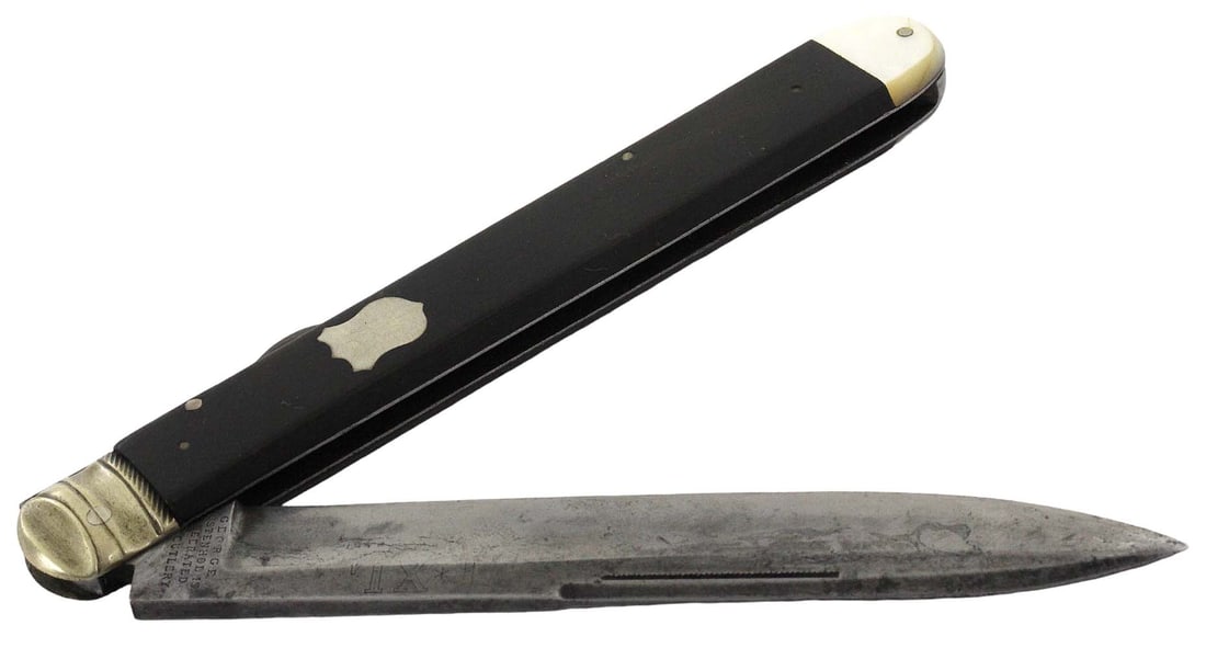 Early English Folding Dirk Bowie Knife Dagger by ''GEORGE WOSTENHOLM'S CELEBRATED IXL CUTLERY''. (1 of 17)