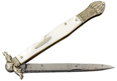 Early English Officer's Folding Dirk Bowie Knife Dagger by ''C&B DRABBLE, CUTLER TO THE KING''.