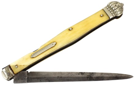 Early English Officer's Folding Dirk Bowie Knife Dagger by ''THOMAS BARNES CELEBRATED DIRK''. Fine