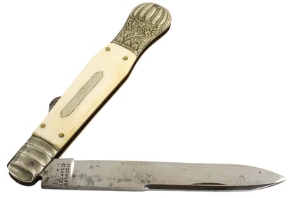 Early English US Officer's Folding Bowie Knife Dagger by ''EDWARD BARNES & SONS''. Very Fine Grips &