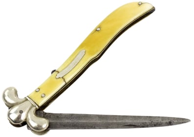 Early English made Officer's Folding Dirk Bowie Knife Dagger, Maker Marked, Very Fine Grips & german