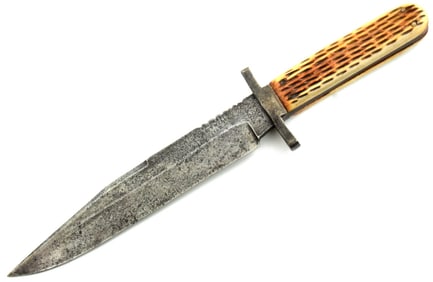 American Civil War era English Made Officer's Dirk Dagger Bowie Knife. Maker Marked. Unusual Grips.