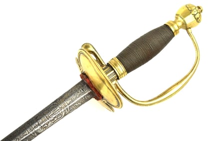 Very Nice 18th C. American Revolution era English Officer's Rapier Sword with Extensive Engraved and