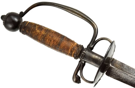 Early 18th C. English or French Iron Hilted EPPIE Officer's Rapier Sword with Strong Combat Blade.