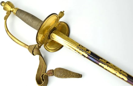 Fine and Possibly Unique M-1796 English Infantry Officer's Sword with Triangular Section Rapier