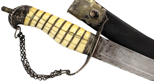 Exceptionally Fine & Rare American Revolution Officer's Silver Mounted Hanger Sword by ''BASSAT,