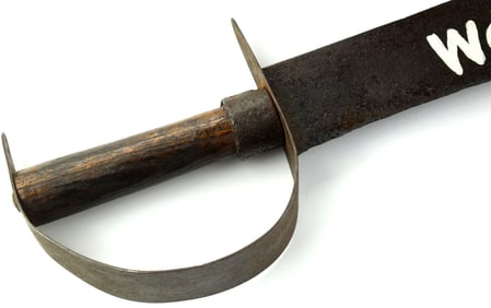 Rare & Unique Antique Knife Store Sign as a HUGE American Civil War era Confederate D-guard Bowie. A