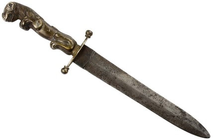 Rare American Civil War or Earlier English Sheffield Gamblers Dagger Knife by Rare Maker, Figural