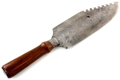 Good Antique 19th C. American Nautical Whale Hunters Blubber Knife with Massive Broad Blade &