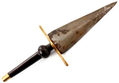 Rare American Revolution era Plug Bayonet Dagger with Strong Broad Blade & Ebony Wood Grip.
