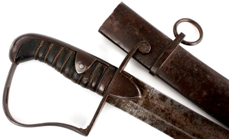 Rare War of 1812 era American Officer's Iron Mounted Battle Sword with Broad Blade Engraved with