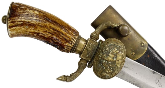 Seldom Encountered 19th C. American Hunting Sword Dagger Marked to ''Collins Co. Connecticut''. Nice