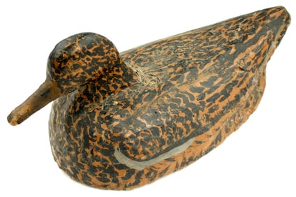 Antique Painted Carved Wood Duck Hunting Decoy.