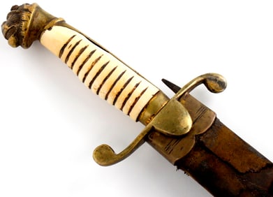 Scarce 19th C. English Naval Officer's Dirk for Colonial Indian or Persian Navy. Engraved Blade with