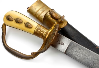 Very Nice WW I - WW II German Senior Forestry Officer's Hunting Dagger Dirk Sword with Gilt Mounts &