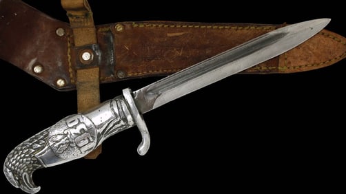 Rare 1939 Early WW II Italian Army Officer's Fighting Dagger Knife with Aluminum Hilt & Fine