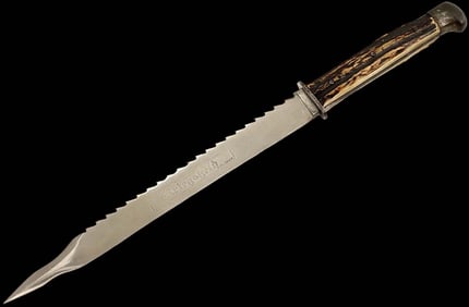 VERY RARE EARLY WW II GERMAN PRESENTATION FIGHTING KNIFE DAGGER DIRK. SHARP SAW-BACK BLADE WITH