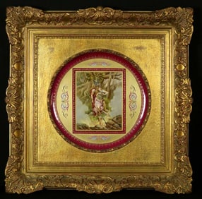 Magnificent  Antique 19th C. Austrian Hand Painted Royal Vienna Porcelain Large Charger with